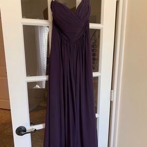 Strapless purple bridesmaid dress, floor length